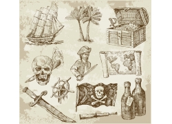 海盗插画素材