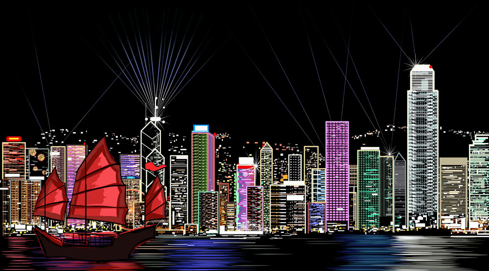 美丽的香港夜景矢量图片 图片id 其他 矢量图库 蓝图网lanimg Com