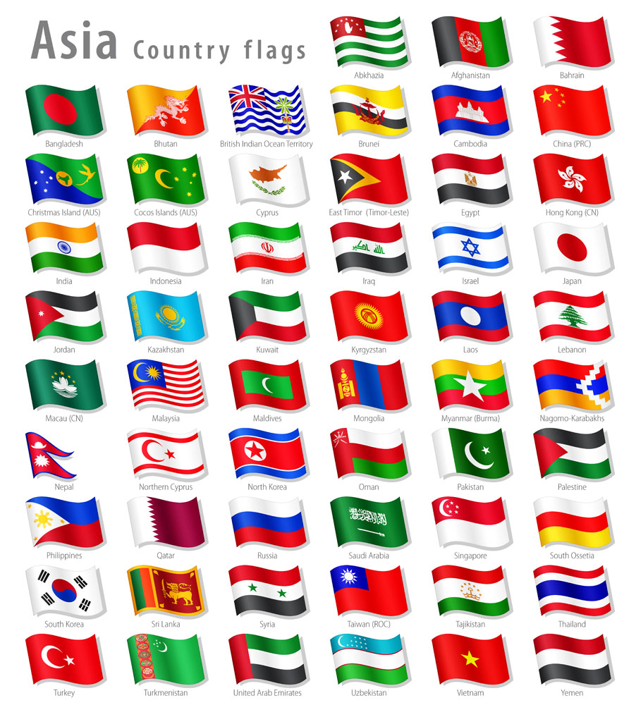 亚洲国家国旗图标集合矢量图片 图片id 按钮图标 矢量图库 蓝图网lanimg Com